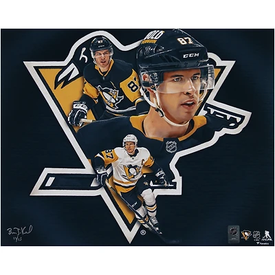 Photo non signée de Sidney Crosby (Penguins de Pittsburgh), format 40,6 x 50,8 cm (16 x 20 pouces) - Conception et signature de l'artiste Brian Konnick - Édition limitée à 25 exemplaires