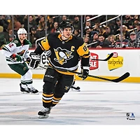 Sidney Crosby Pittsburgh Penguins Unsigned Black Jersey Skating Photograph