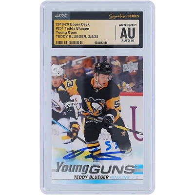 Teddy Blueger Pittsburgh Penguins Autographed 2019-20 Upper Deck Series 1 Young Guns #231 CGC Fanatics Witnessed Authenticated Auto 10 Rookie Card