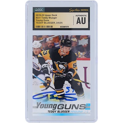 Teddy Blueger Pittsburgh Penguins Autographed 2019-20 Upper Deck Series 1 Young Guns #231 CGC Fanatics Witnessed Authenticated Rookie Card