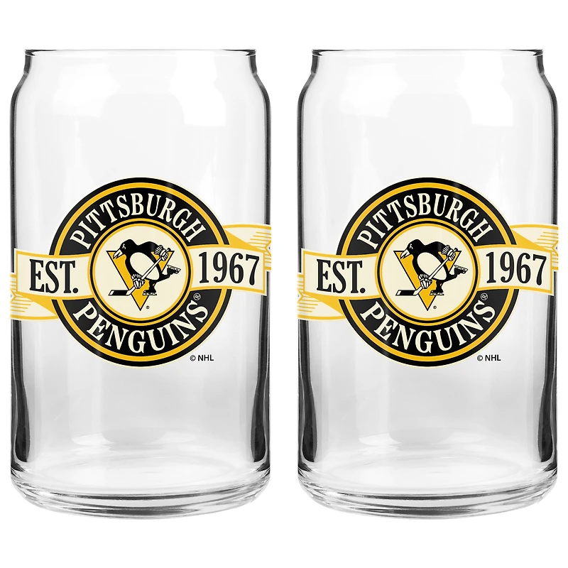 Les Penguins de Pittsburgh Sports Vault 16 oz. Ensemble de deux verres à canettes