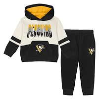 Ensemble sweat à capuche et pantalon en polaire noir pour tout-petits Outerstuff Pittsburgh Penguins Chants and Cheers