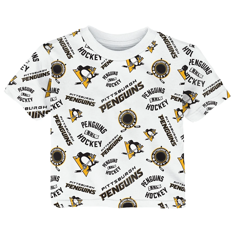 Toddler Outerstuff White Pittsburgh Penguins Run Down All-Over-Print T-Shirt