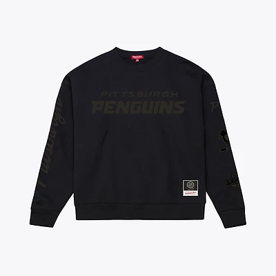 Unisex Mitchell & Ness Black Pittsburgh Penguins Phantom Fleece Crew Neck Sweatshirt