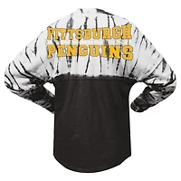 T-shirt unisexe Spirit Jersey noir Pittsburgh Penguins Crystal Half Dye à manches longues