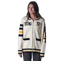 Unisex The Wild Collective  Cream Pittsburgh Penguins Jacquard Full-Zip Sweater