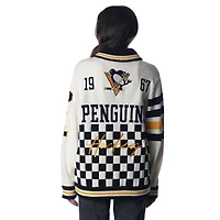 Pull unisexe à fermeture éclair intégrale en jacquard crème des Penguins de Pittsburgh The Wild Collective
