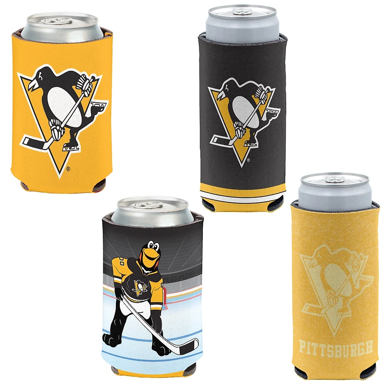 WinCraft Pittsburgh Penguins, paquet de 4, 12 oz. Ensemble refroidisseur de canettes et de canettes minces