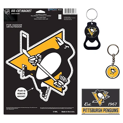 Lot de 4 porte-clés et aimants WinCraft Pittsburgh Penguins