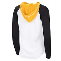 T-shirt à capuche manches longues raglan VIP G-III 4Her par Carl Banks pour femme, blanc, des Penguins de Pittsburgh