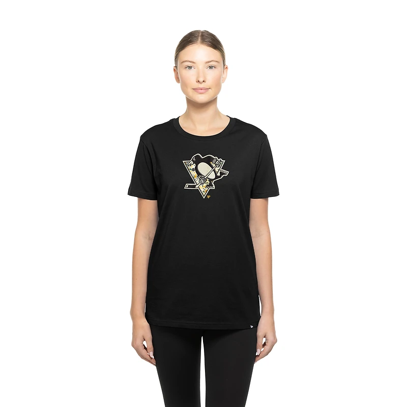 T-shirt à imprimé floral Glam Game des Penguins de Pittsburgh New Era pour femme