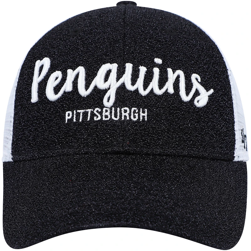 Casquette '47 Pittsburgh Penguins Encore MVP Trucker Snapback noire/blanche pour femme