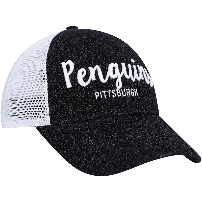 Casquette '47 Pittsburgh Penguins Encore MVP Trucker Snapback noire/blanche pour femme