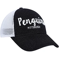 Casquette '47 Pittsburgh Penguins Encore MVP Trucker Snapback noire/blanche pour femme