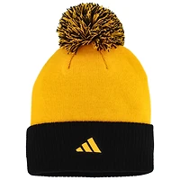 Bonnet en tricot à revers Laurel avec pompon adidas Gold Pittsburgh Penguins pour femme