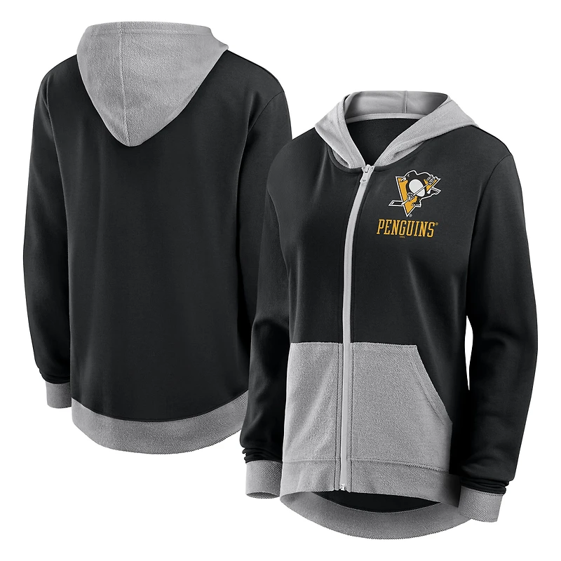 Sweat à capuche entièrement zippé en French Terry Hit It des Penguins de Pittsburgh pour femme