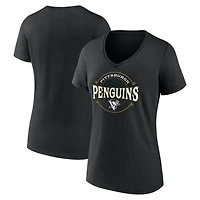 T-shirt noir Pittsburgh Penguins à col en V pour femmes