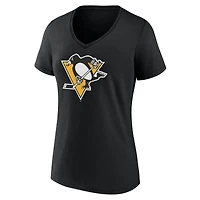 T-shirt noir à col en V pour femme, motif Penguins de Pittsburgh, spécial fête des mères
