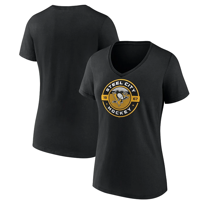 Women's Black Pittsburgh Penguins Native V-Neck T-Shirt