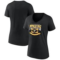 T-shirt noir à col en V Pittsburgh Penguins pour femmes