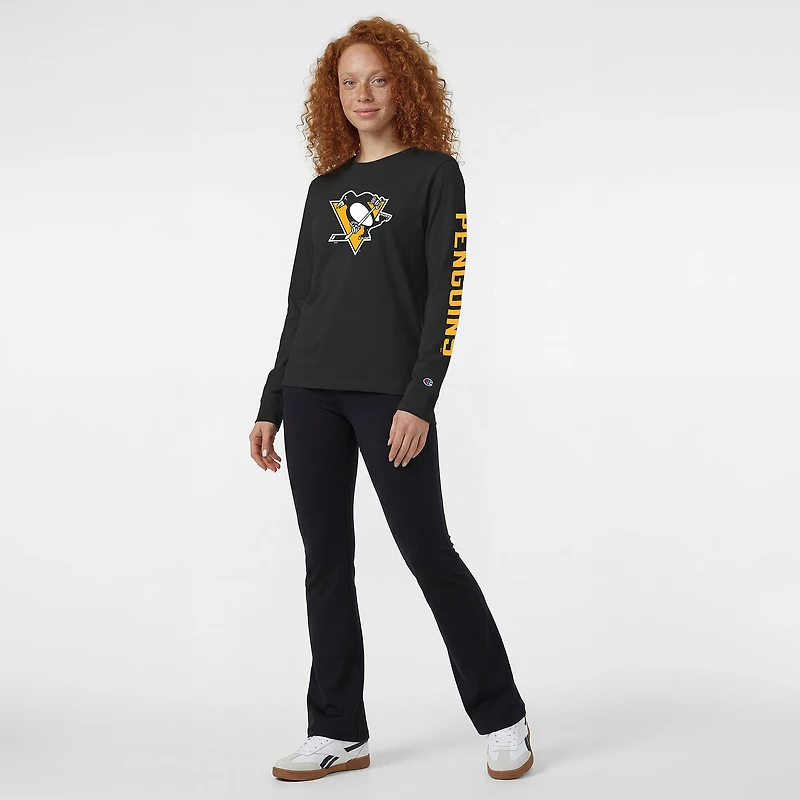 Women's Champion  Black Pittsburgh Penguins 2-Hit Long Sleeve T-Shirt