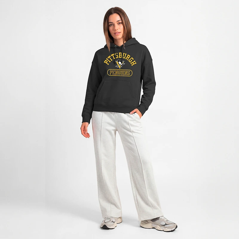 Women's Champion Black Pittsburgh Penguins Arched Pill Box Hoodie