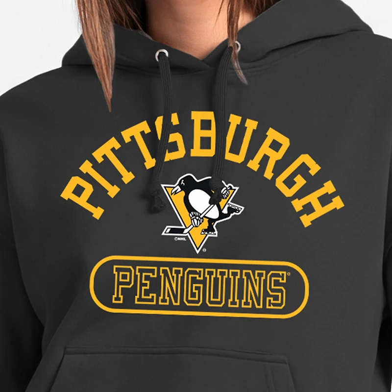 Women's Champion Black Pittsburgh Penguins Arched Pill Box Hoodie