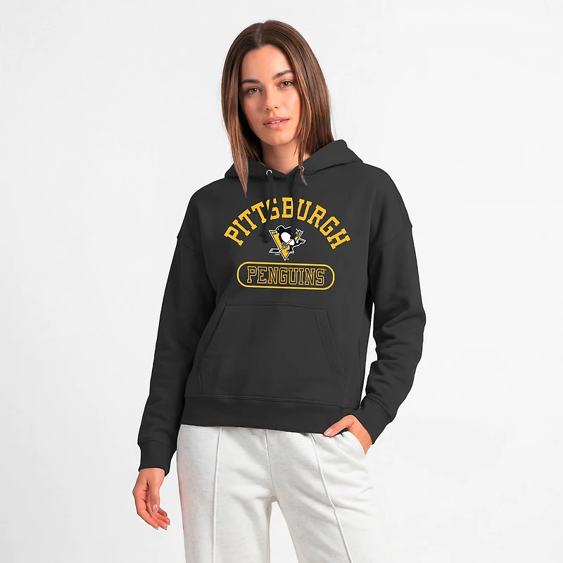Women's Champion Black Pittsburgh Penguins Arched Pill Box Hoodie