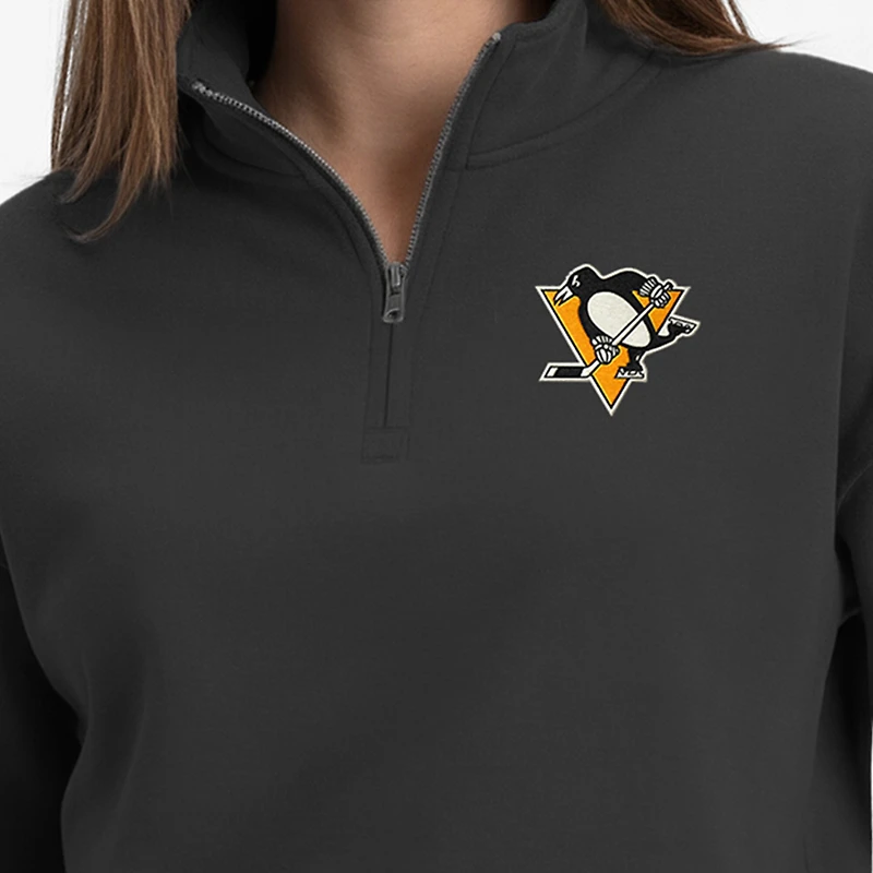 Women's Champion  Black Pittsburgh Penguins Powerblend Quarter-Zip Sweatshirt