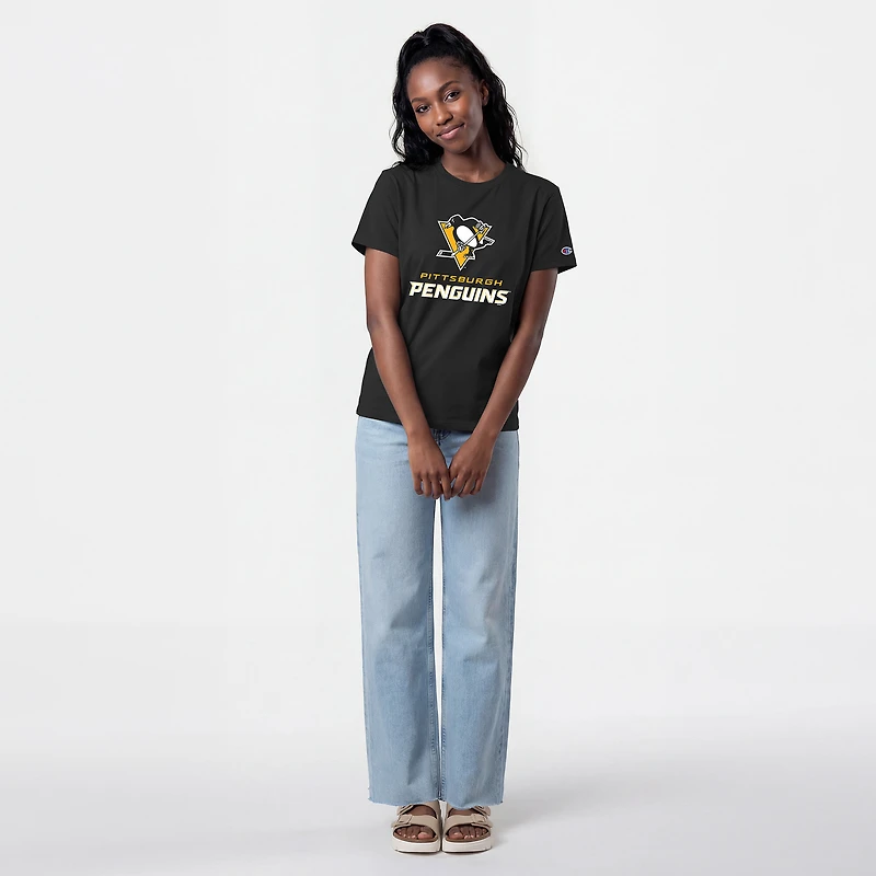 Women's Champion Black Pittsburgh Penguins Wordmark Lockup T-Shirt