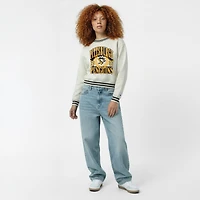 Women's Champion  Cream Pittsburgh Penguins Bold Laurels Reverse Weave Yarn Crewneck Sweatshirt