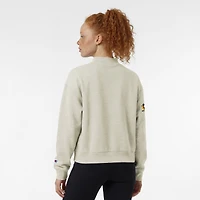Sweat-shirt à col rond en polaire Champion pour femme, couleur avoine, logo Pittsburgh Penguins.