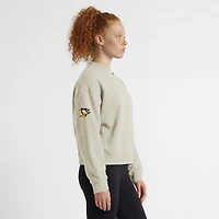 Women's Champion  Oatmeal Pittsburgh Penguins Collar Script Triumph Fleece Crewneck Sweatshirt