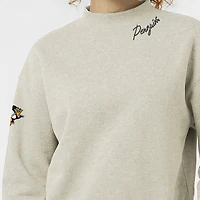 Sweat-shirt à col rond en polaire Champion pour femme, couleur avoine, logo Pittsburgh Penguins.