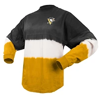 T-shirt à manches longues ombré Fanatics pour femmes, noir/or, Pittsburgh Penguins