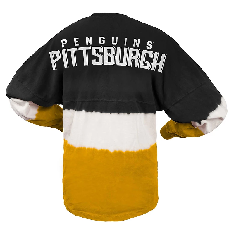 T-shirt à manches longues ombré Fanatics pour femmes, noir/or, Pittsburgh Penguins