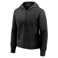 Women's Fanatics Black Pittsburgh Penguins Authentic Pro Road Tri-Blend Quarter-Zip Hoodie