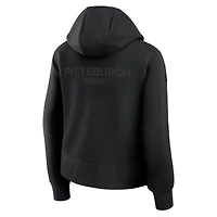 Women's Fanatics Black Pittsburgh Penguins Authentic Pro Road Tri-Blend Quarter-Zip Hoodie