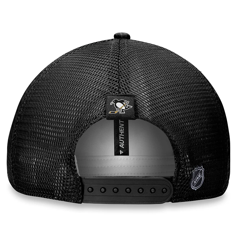 Casquette ajustable authentique Pro Road Trucker des Penguins de Pittsburgh Fanatics pour femmes, noire
