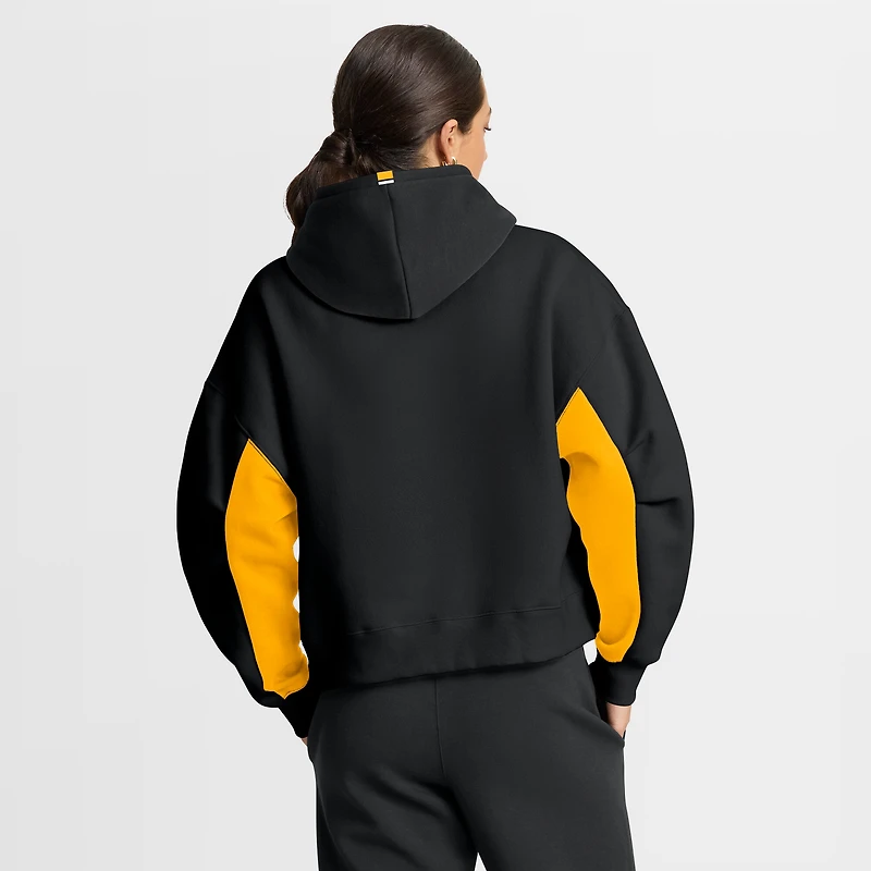 Sweat à capuche boxy noir carreaux arrière des Penguins de Pittsburgh Fanatics pour femmes