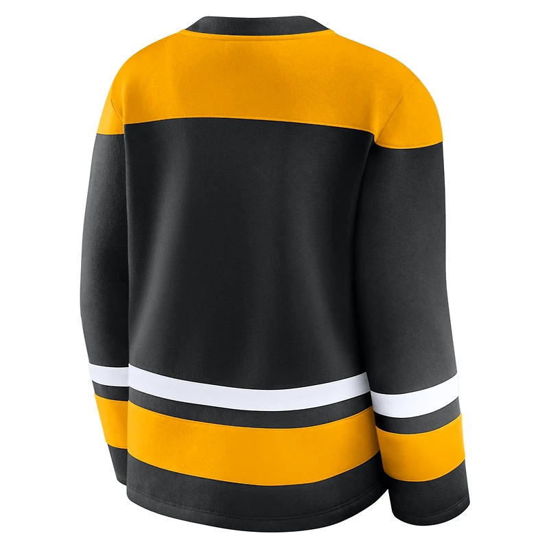 Sweat-shirt à lacets manches longues Icing Fanatics pour femme, noir, des Penguins de Pittsburgh
