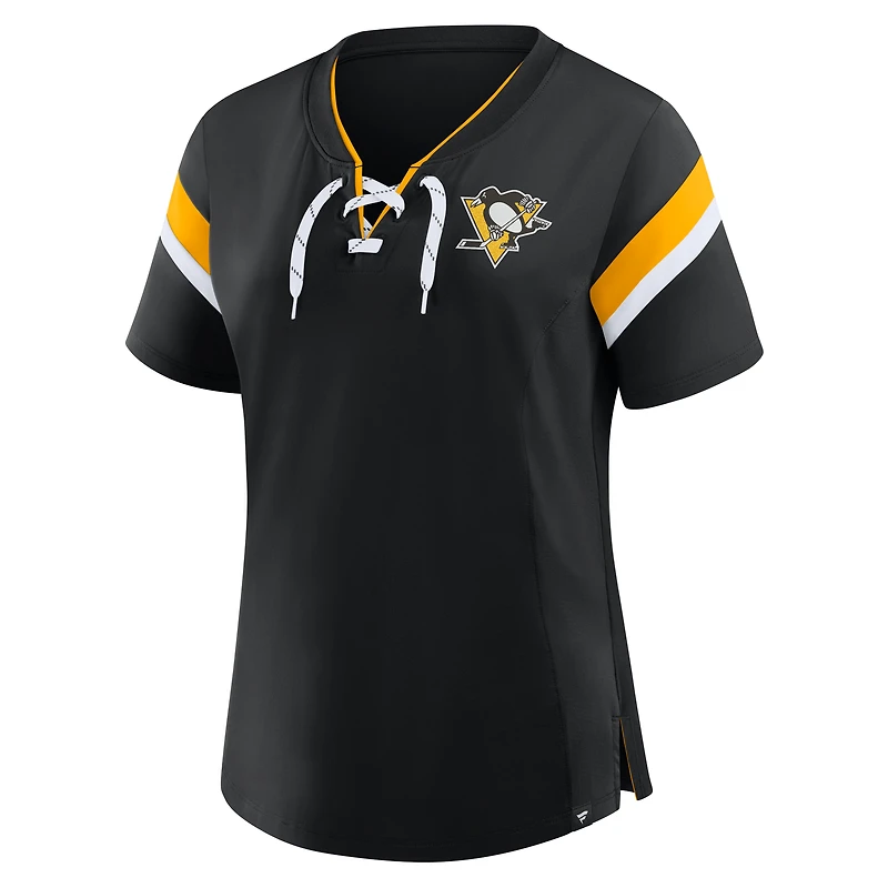 Women's Fanatics Black Pittsburgh Penguins Offside Athena T-Shirt