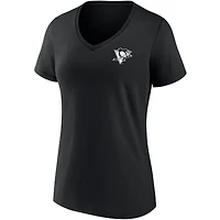 T-shirt noir à col en V de l'équipe Fanatics des Penguins Pittsburgh pour femmes
