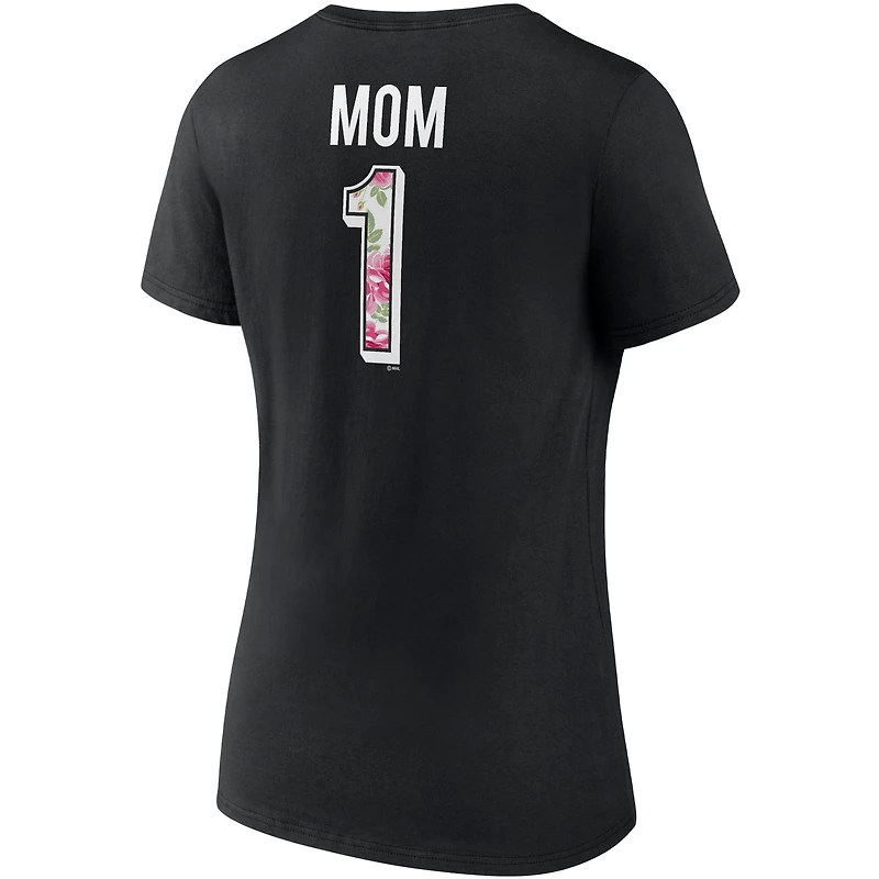 T-shirt noir à col en V de l'équipe Fanatics des Penguins Pittsburgh pour femmes
