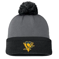 Women's Fanatics  Charcoal Pittsburgh Penguins Cuffed Knit Hat with Pom