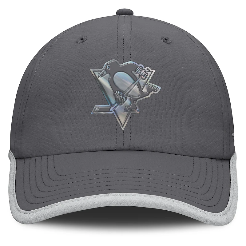 Casquette ajustable réflectrice fondamentale Fanatics pour femmes, couleur charbon, des Penguins de Pittsburgh