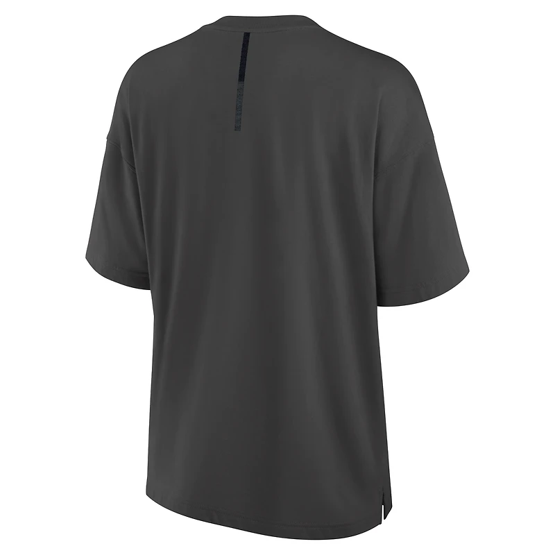 T-shirt surdimensionné Fanatics pour femme, couleur anthracite, des Penguins de Pittsburgh, avec bordure brute et éléments Future Ground
