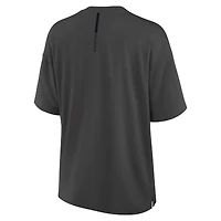 T-shirt surdimensionné Fanatics pour femme, couleur anthracite, des Penguins de Pittsburgh, avec bordure brute et éléments Future Ground