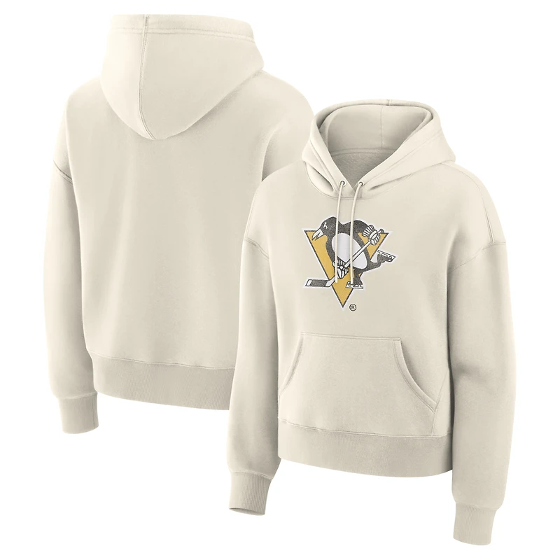 Sweat à capuche Fanatics Cream Pittsburgh Penguins pour femme, logo vieilli