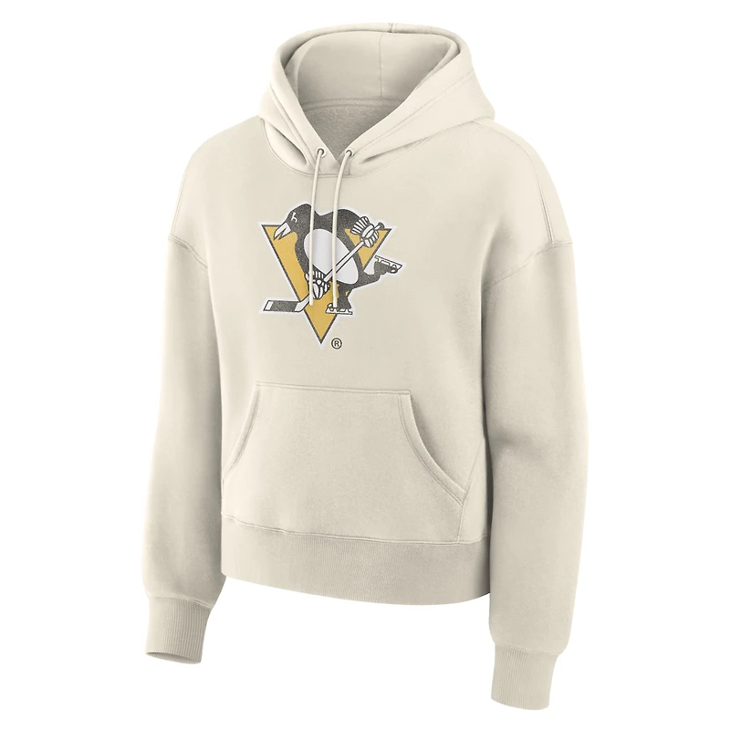 Sweat à capuche Fanatics Cream Pittsburgh Penguins pour femme, logo vieilli